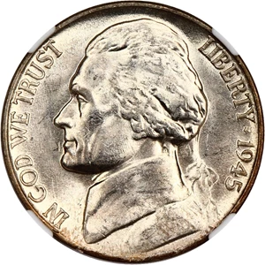 image for: 1945-P 5c NGC MS65 FS