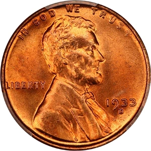 image for: 1933-D 1c PCGS MS67 RD