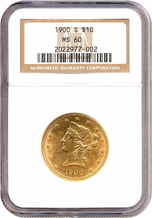 image for: 1900-S $10  NGC MS60 