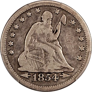 image for: 1854-O 25c PCGS F12 (Arrows, Huge O) ex: D.L. Hansen