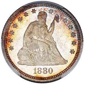 image for: 1880 25c PCGS MS66+ ex: D.L. Hansen