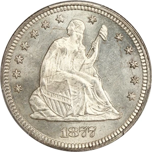 image for: 1877 25c PCGS MS66 ex: D.L. Hansen