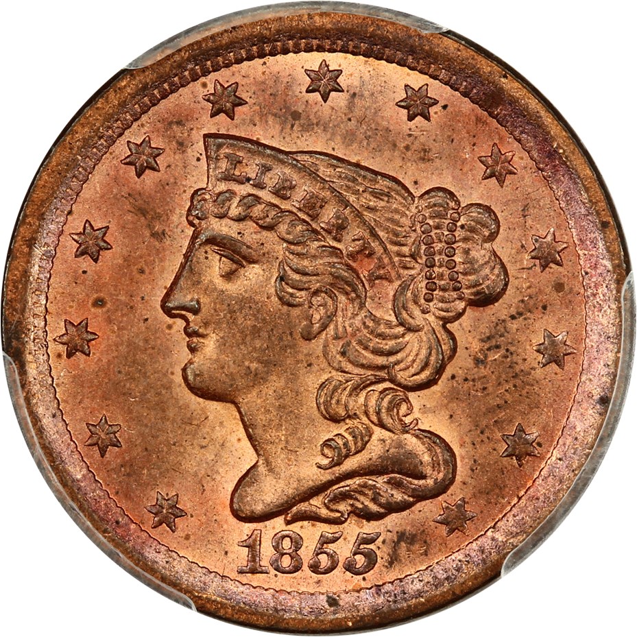 image for: 1855 1/2c PCGS/CAC MS64 RD