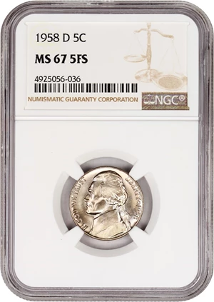 image for: 1958-D 5c NGC MS67 FS
