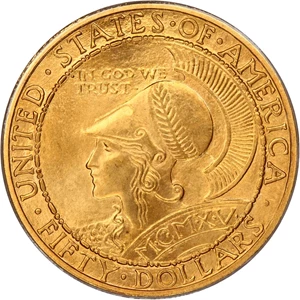 image for: 1915-S Panama-Pacific Round $50 PCGS MS64 ex: Trompeter