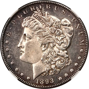 image for: 1893 $1 NGC MS62 PL