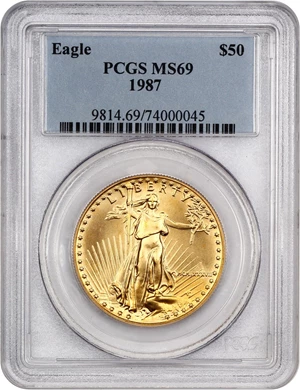 image for: 1987 Gold Eagle $50 PCGS MS69
