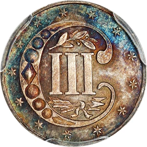 image for: 1865 3cS PCGS/CAC MS63