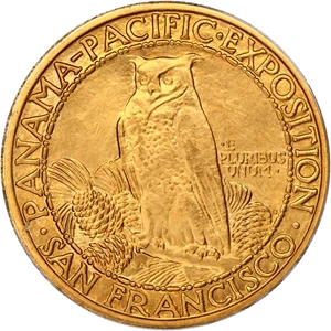image for: 1915-S Panama-Pacific Round $50 PCGS MS64 ex: Trompeter