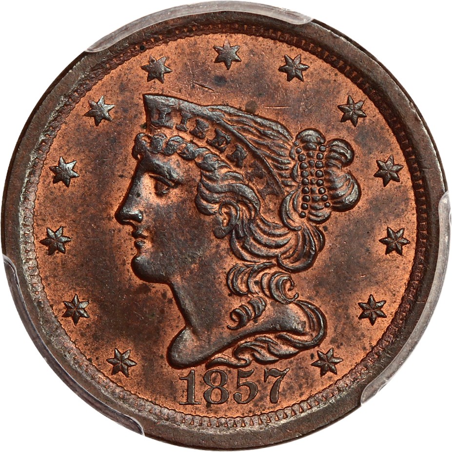 image for: 1857 1/2c PCGS/CAC MS64 BN