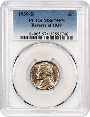 image for: 1939-D 5c PCGS MS67+ FS (Reverse of 1938)
