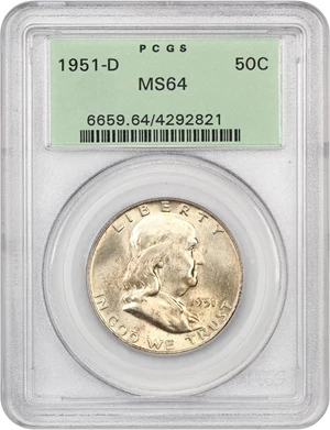 image for: 1951-D 50c PCGS MS64 (OGH)