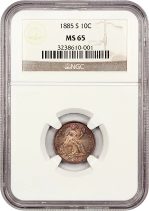 image for: 1885-S 10c NGC MS65