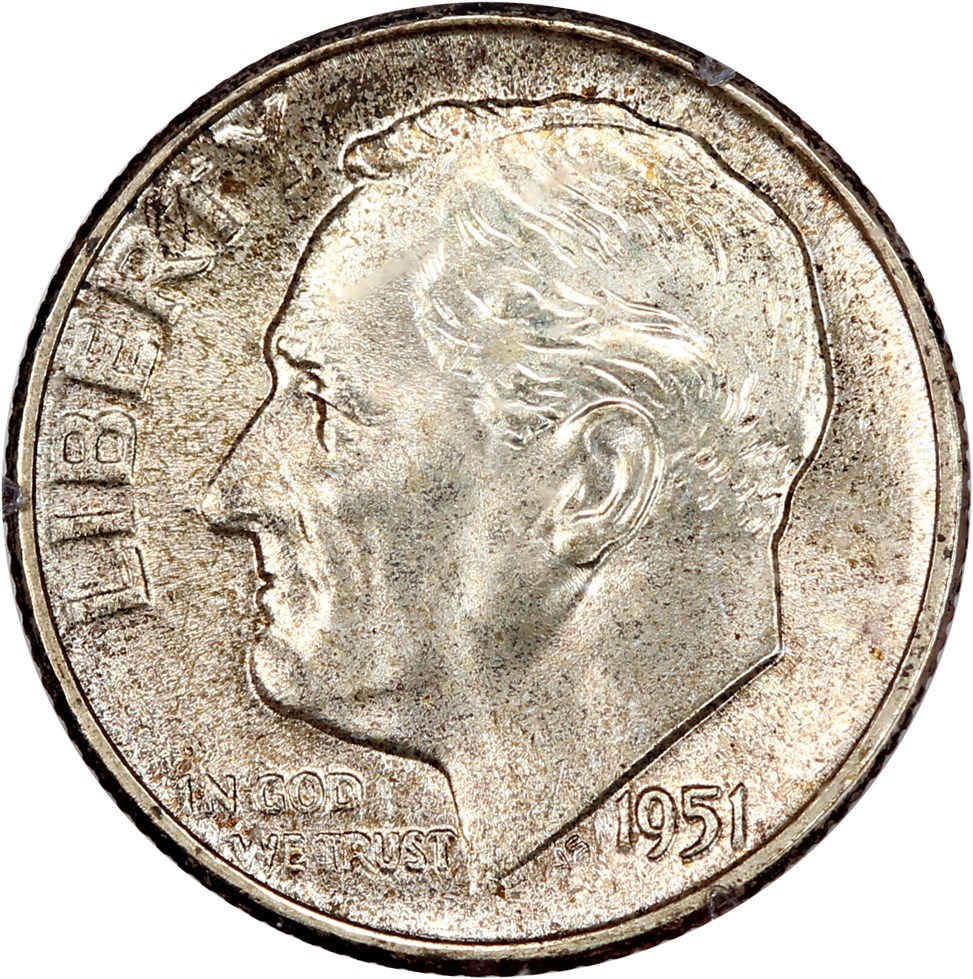 image for: 1951 10c PCGS MS66 (OGH Rattler Holder)