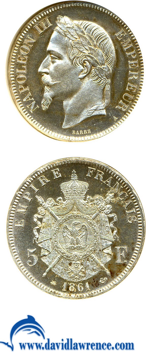 image for: France: 1861-A 5 Fr  NGC PF64 (KM-799.1)
