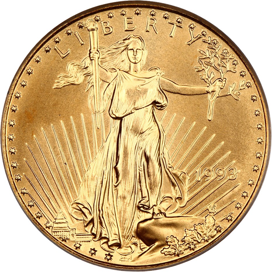 image for: 1993 Gold Eagle $25 PCGS MS69