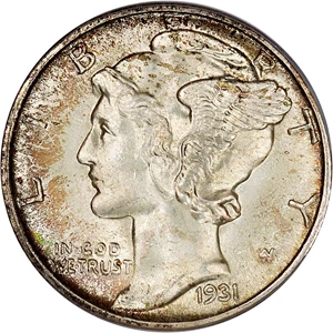 image for: 1931-D 10c PCGS MS65