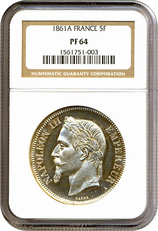 image for: France: 1861-A 5 Fr  NGC PF64 (KM-799.1)