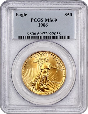 image for: 1986 Gold Eagle $50 PCGS MS69