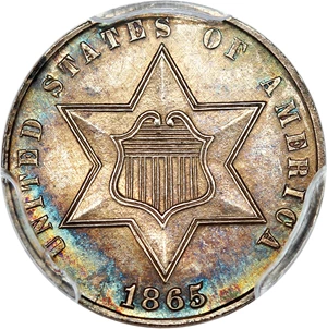 image for: 1865 3cS PCGS/CAC MS63