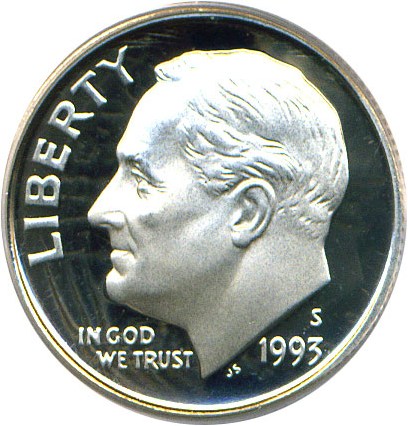 image for: 1993-S 10c  PCGS Proof 69 DCameo