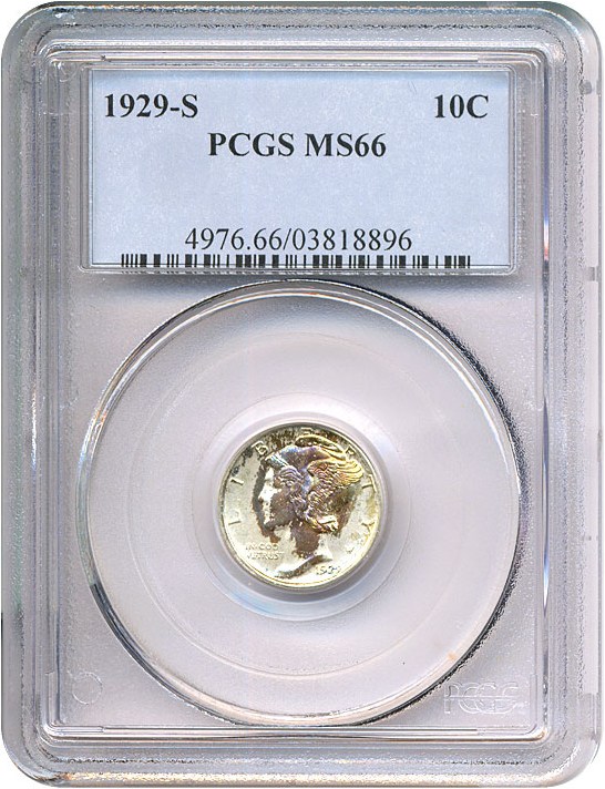 image for: 1929-S 10c  PCGS MS66 