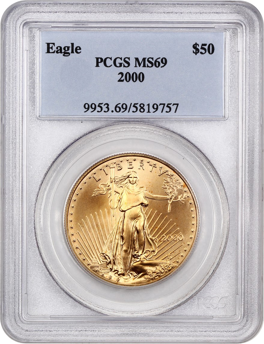image for: 2000 Gold Eagle $50 PCGS MS69