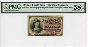 image for: FR. 1257 Bust of Liberty 10c Fractional Currency PMG AU58 (EPQ)
