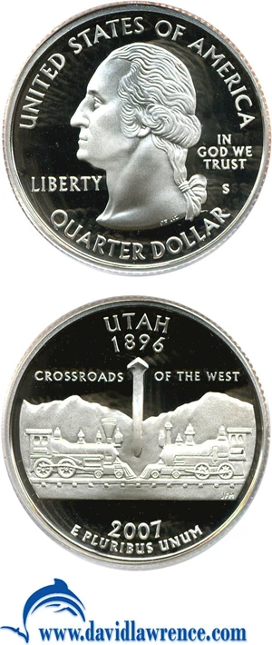 image for: 2007-S 25c Utah PCGS Proof 70 DCameo