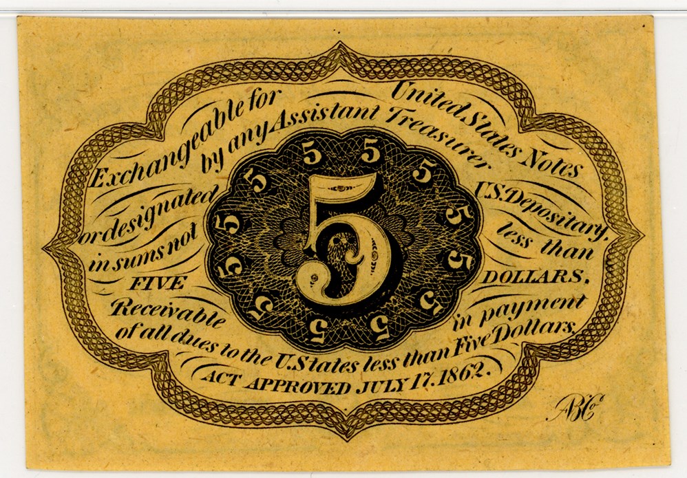 image for: FR. 1230 Fractional Currency Jefferson Postage Stamp Obverse 5c PMG Choice Unc 63 (Exceptional Paper Quality)