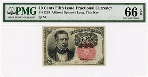 image for: FR. 1265 Head of William Meredith. 10c Fractional Currency PMG Gem Unc 66 EPQ