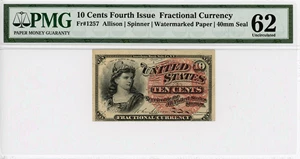 image for: FR. 1257 Bust of Liberty 10c Fractional Currency PMG Unc 62