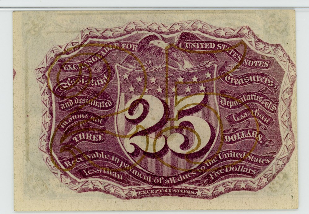 image for: FR. 1283 Head of George Washington in bronze oval frame. 25c PMG Choice Unc 63 (EPQ)