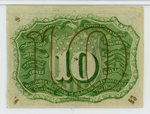 image for: FR. 1246 Head of George Washington in bronze oval frame. 10c Fractional Currency PMG AU53 (Pinholes)
