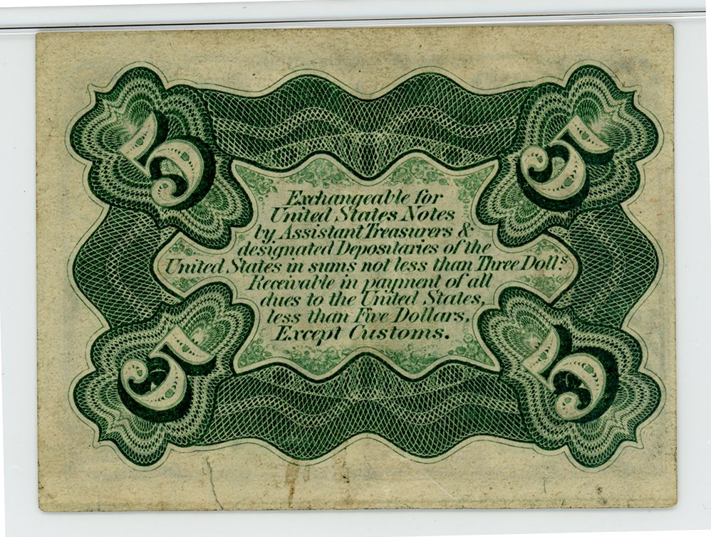 image for: FR. 1238 Head of Spencer Clark 5c Fractional Currency PMG Extremely Fine 45 (Small Tears)