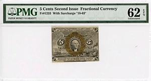 image for: FR. 1233 Head of George Washington In Bronze Oval Frame 5c Fractional Currency PMG Unc 62 (EPQ)
