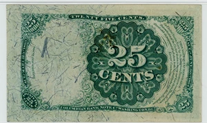 image for: FR. 1309 Bust of Robert Walker 25c Fractional Currency PMG Choice Unc 63 (Minor Foreign Substance)