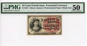 image for: FR. 1257 Bust of Liberty 10c Fractional Currency PMG About Unc 50