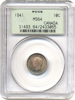 image for: Canada: 1941 10C PCGS MS64
