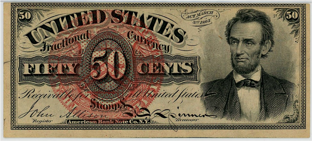 image for: FR. 1374  50c Fractional Currency PMG AU53 (Pinholes)