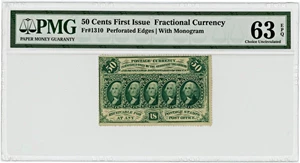 image for: FR. 1310 Fractional Currency Five Stamps Obverse 50c PMG Choice Unc 63 EPQ EPQ