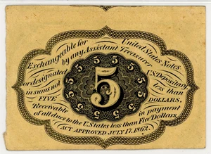 image for: FR. 1231 Fractional Currency Jefferson Postage Stamp Obverse 5c PMG Unc 62 (Exceptional Paper Quality)