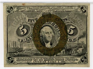 image for: FR. 1232 Fractional Currency Head of George Washington In Bronze Oval Frame 5c PMG Extremely Fine 45