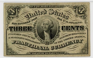 image for: FR. 1226 Head of George Washington 3c Fractional Currency PMG Choice Unc 64