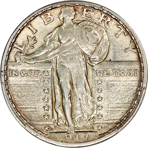 image for: 1917-D Type 2 25c PCGS AU53