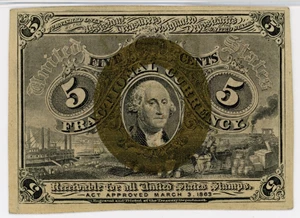 image for: FR. 1232 Head of George Washington In Bronze Oval Frame 5c Fractional Currency PMG Choice Unc 64 (EPQ)