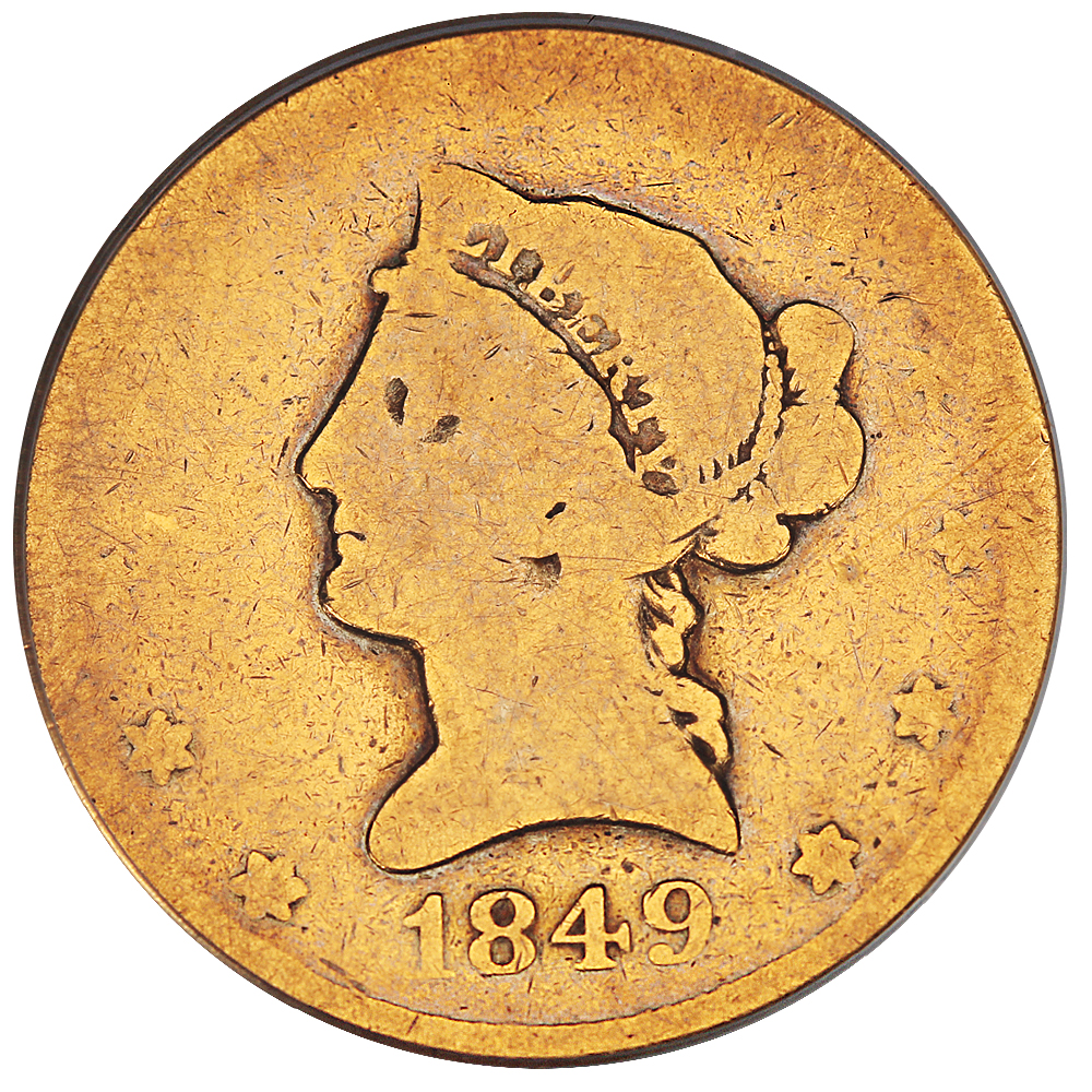 image for: 1849 $10 PCGS AG-03