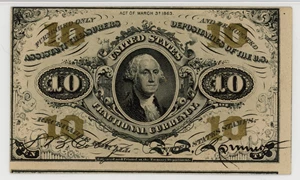 image for: FR. 1255 Head of George Washington 10c Fractional Currency PMG Unc 62