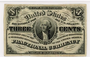 image for: FR. 1226 Head of George Washington 3c Fractional Currency PMG Choice Extremely Fine 40 (Previously Mounted)