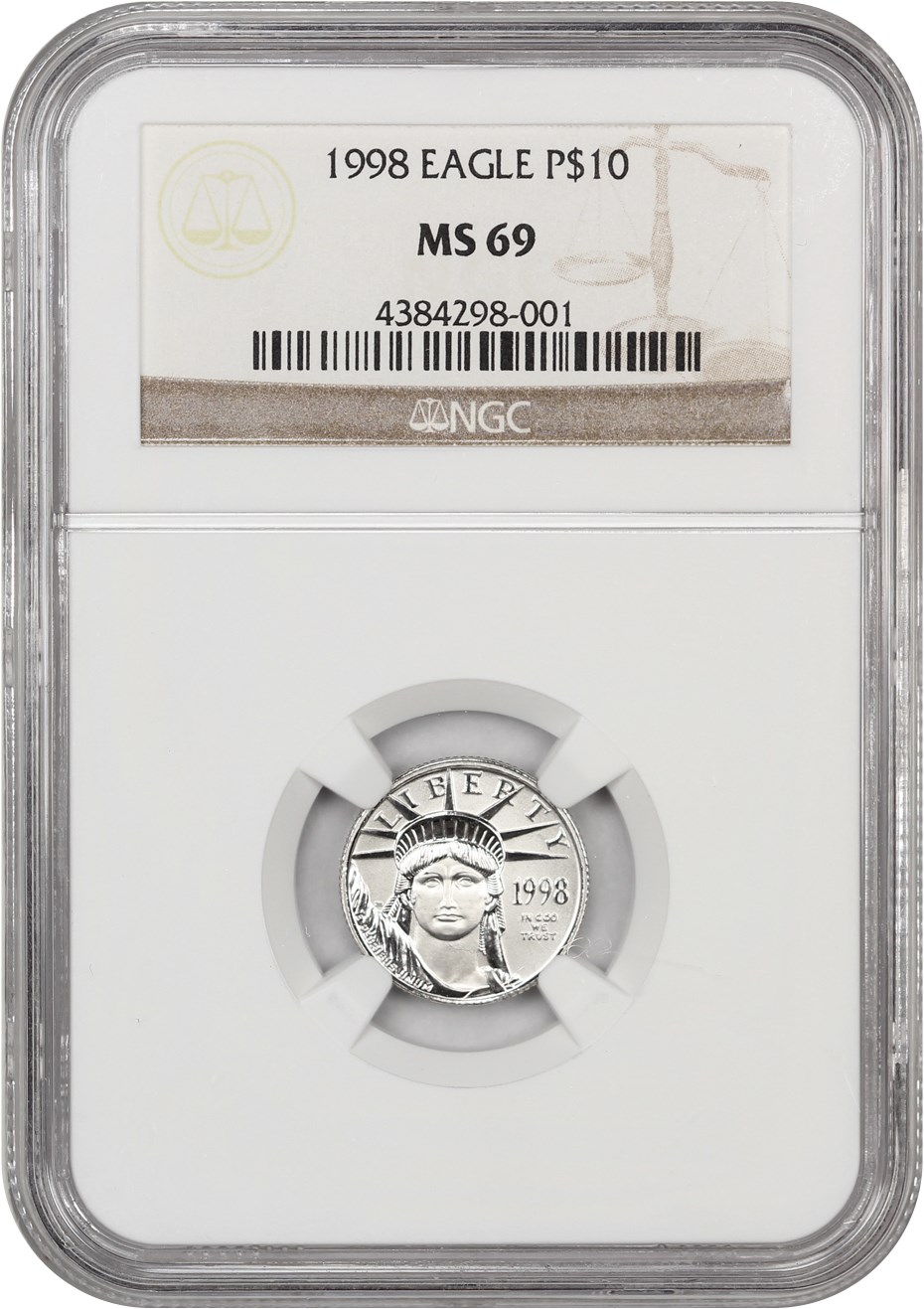 image for: 1998 Platinum Eagle $10 NGC MS69